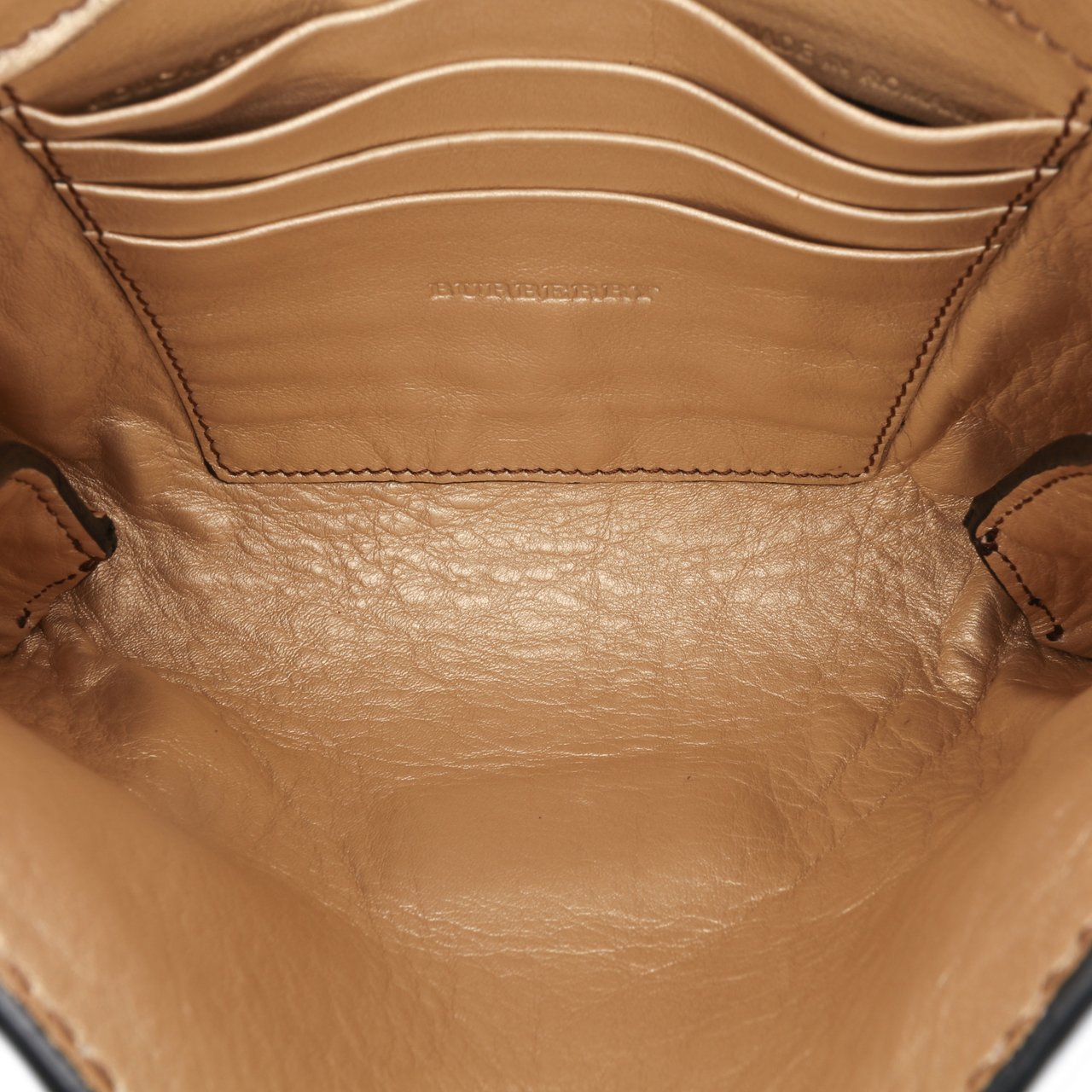 Burberry Embossed Grain Check Leather Langley Crossbody Goud