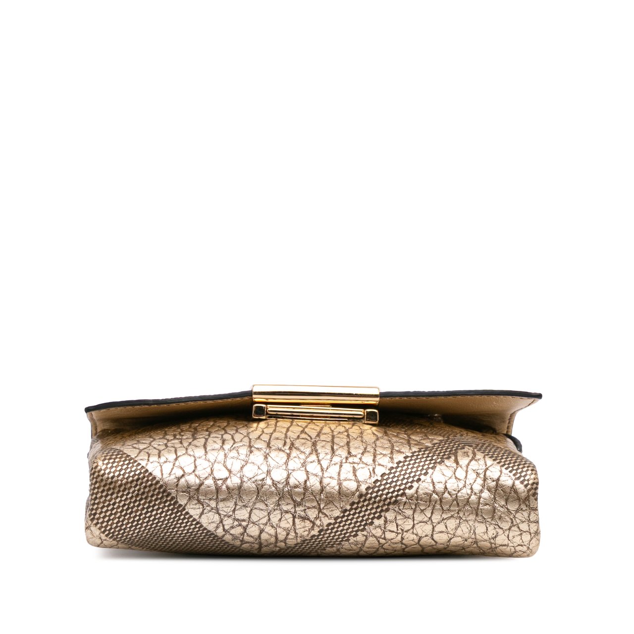 Burberry Embossed Grain Check Leather Langley Crossbody Goud