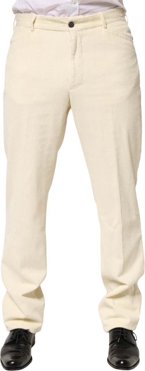 Burberry Beige Corduroy Cotton Straight Men Trouser Pants Beige