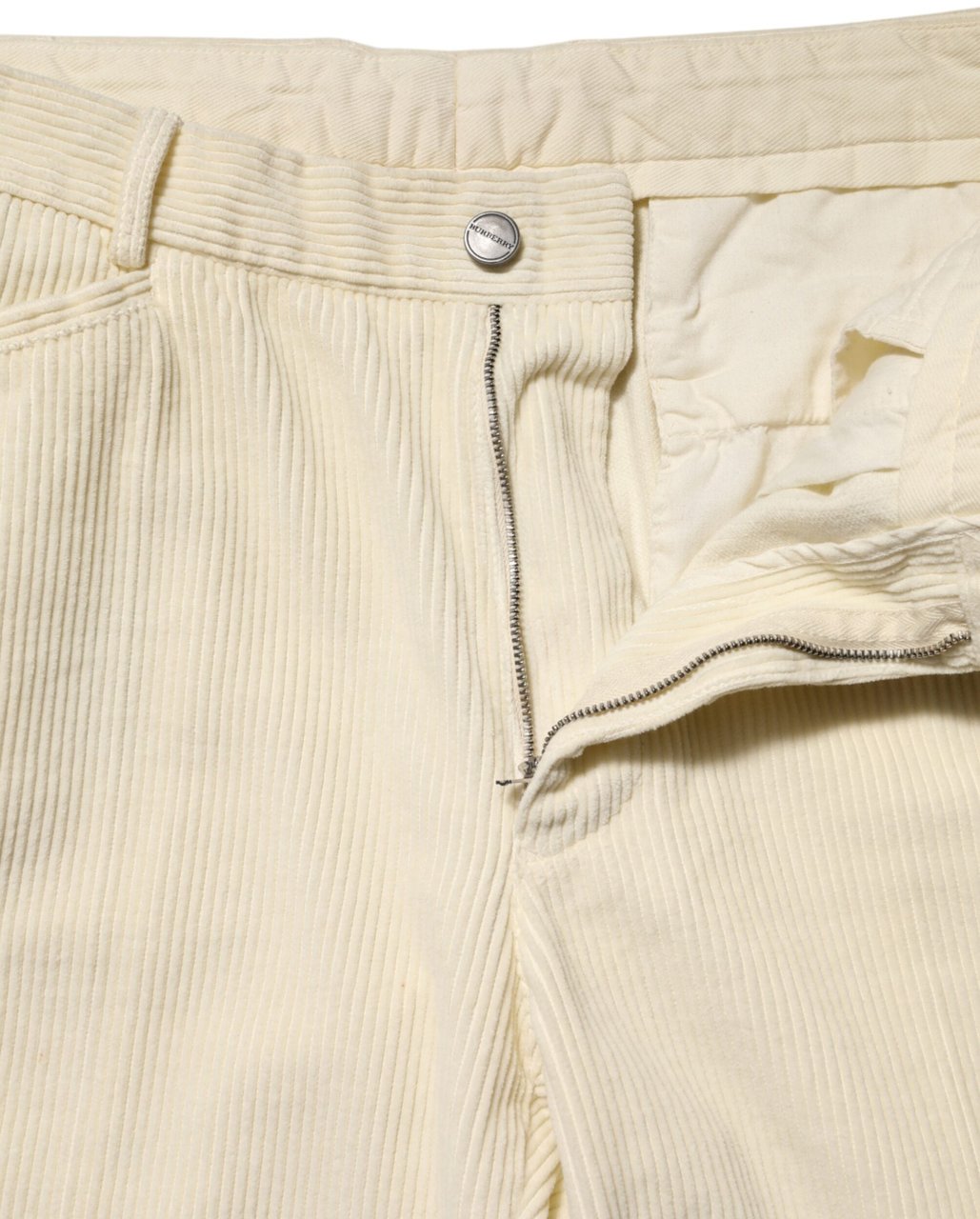 Burberry Beige Corduroy Cotton Straight Men Trouser Pants Beige