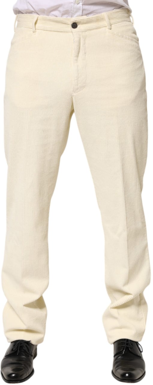 Burberry Beige Corduroy Cotton Straight Men Trouser Pants Beige