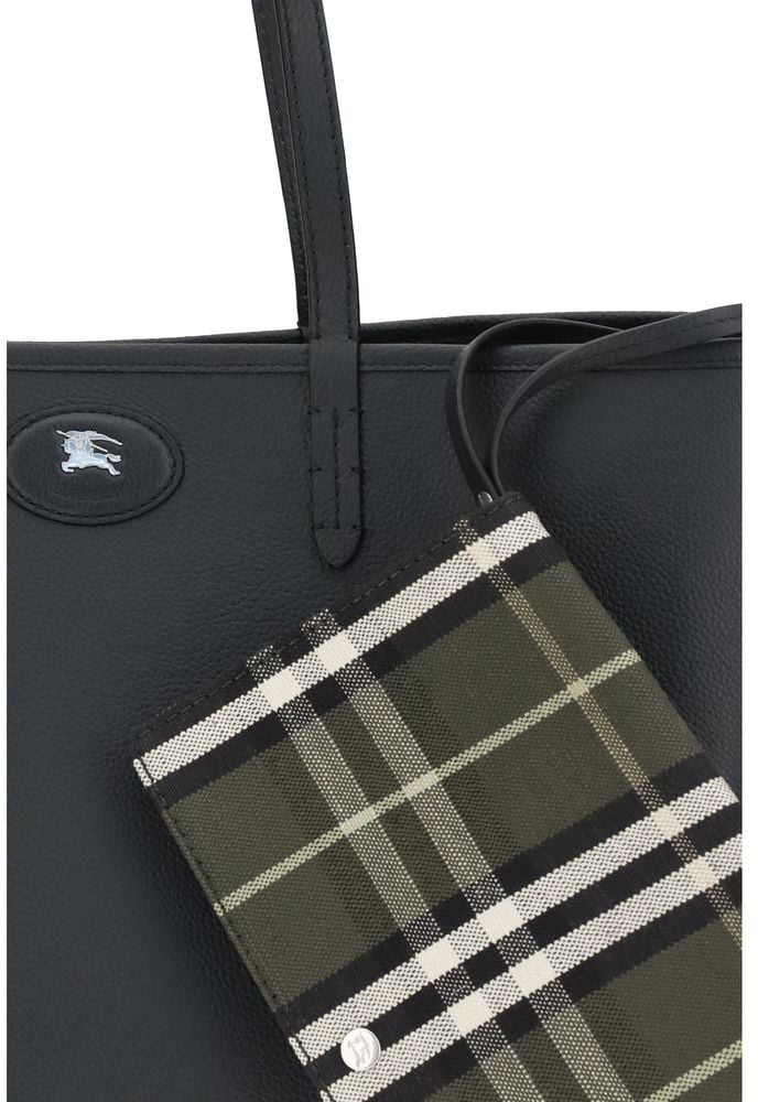 Burberry Burberry Black Calf Leather Bos Taurus Shoulder Bag Zwart