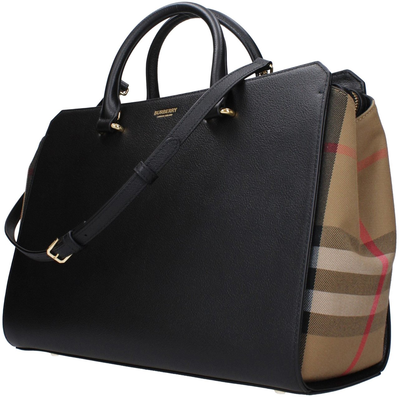 Burberry Burberry Black Leather Handbag Zwart