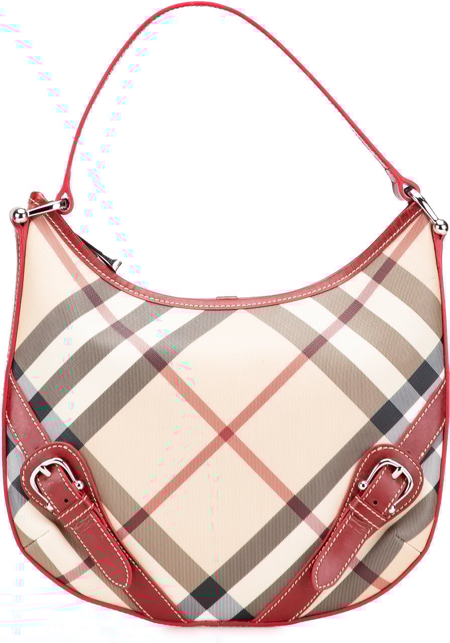 Burberry Supernova Check Coated Canvas Larkin Hobo Bruin