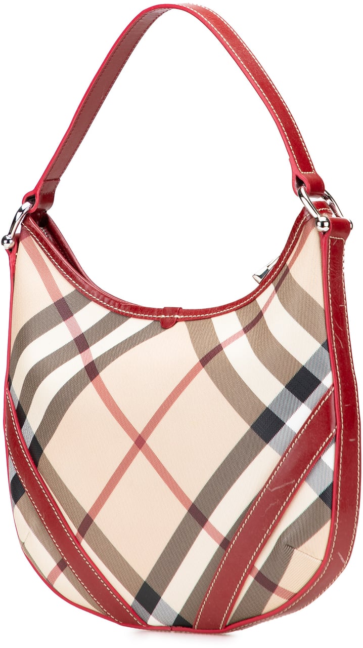 Burberry Supernova Check Coated Canvas Larkin Hobo Bruin