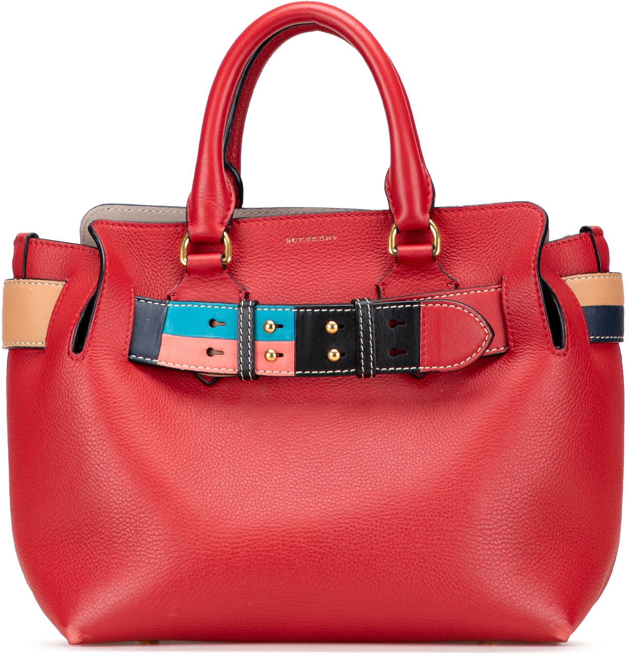 Burberry Small Grained Calfskin Belt Satchel Rood