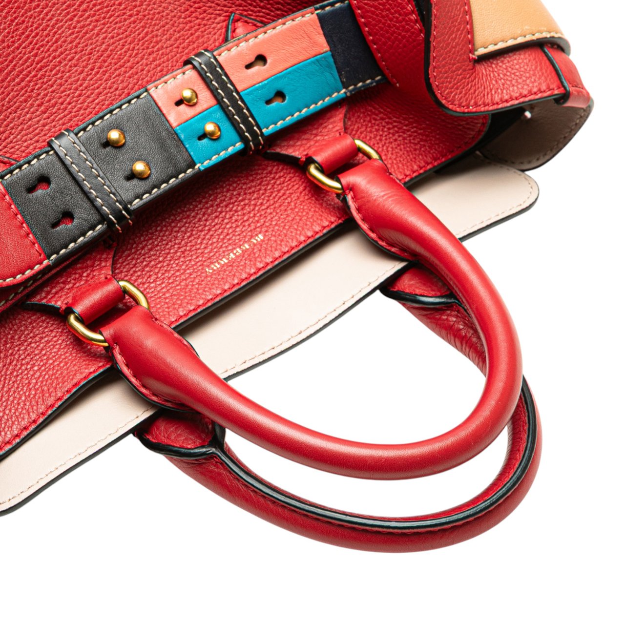 Burberry Small Grained Calfskin Belt Satchel Rood