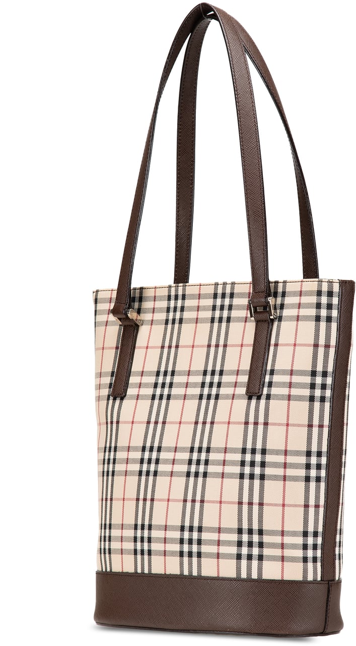 Burberry House Check Coated Canvas Bucket Tote Bruin