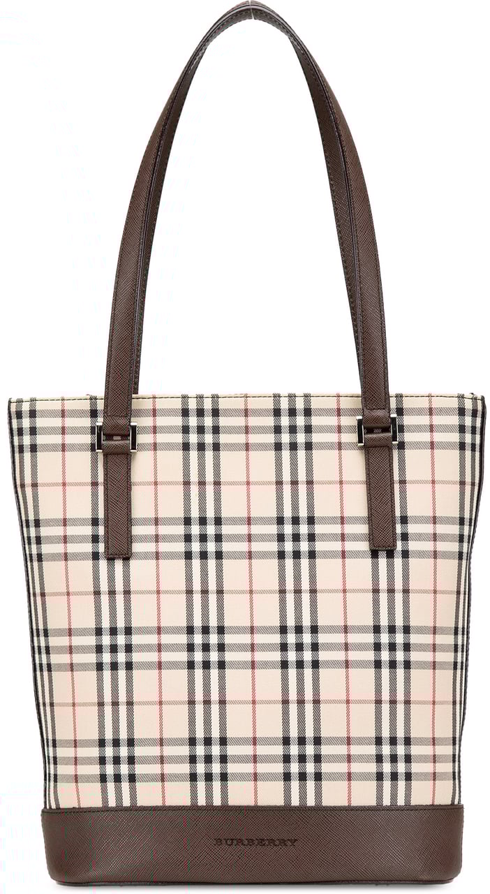 Burberry House Check Coated Canvas Bucket Tote Bruin