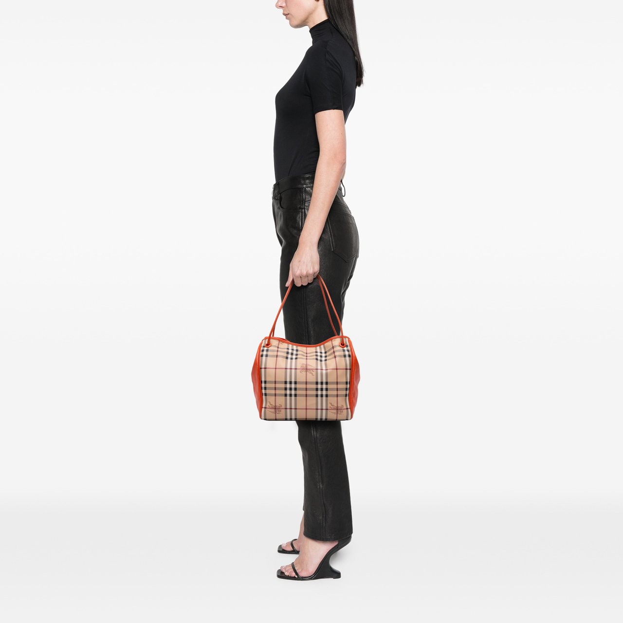 Burberry Small Haymarket Check Coated Canvas Canterbury Tote Bruin