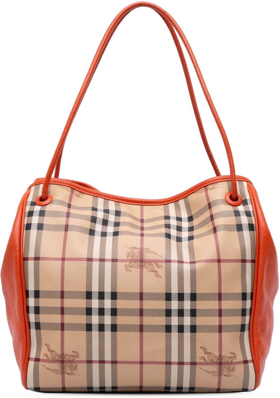 Burberry Small Haymarket Check Coated Canvas Canterbury Tote Bruin