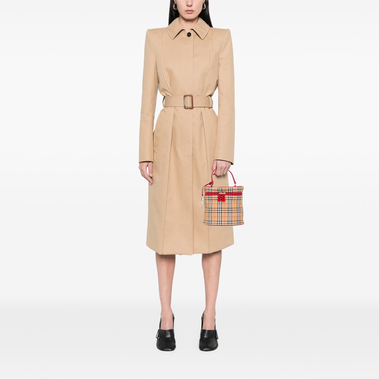 Burberry Haymarket Check Canvas Vanity Bag Bruin