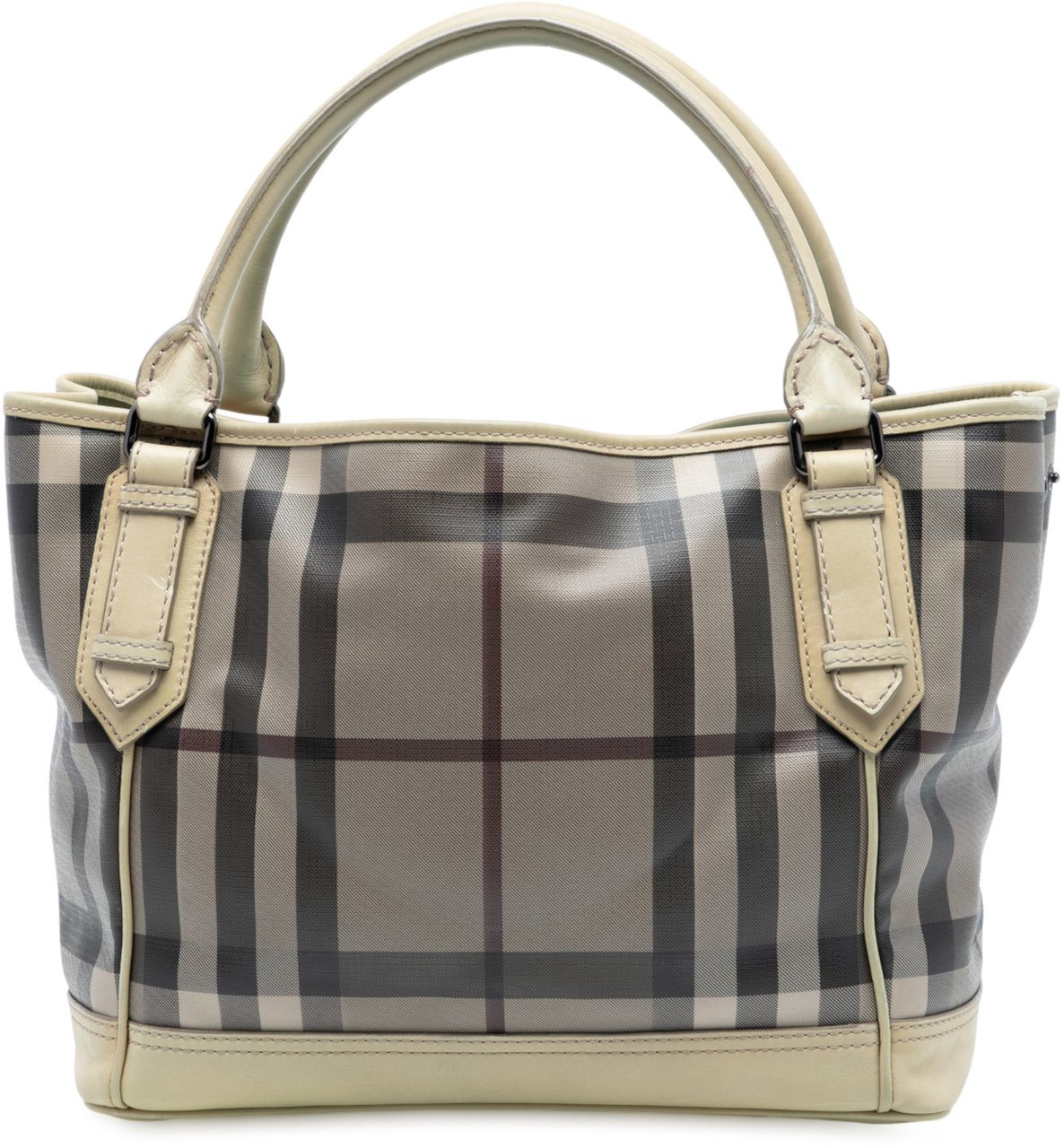 Burberry Smoked Check Coated Canvas Handbag Bruin