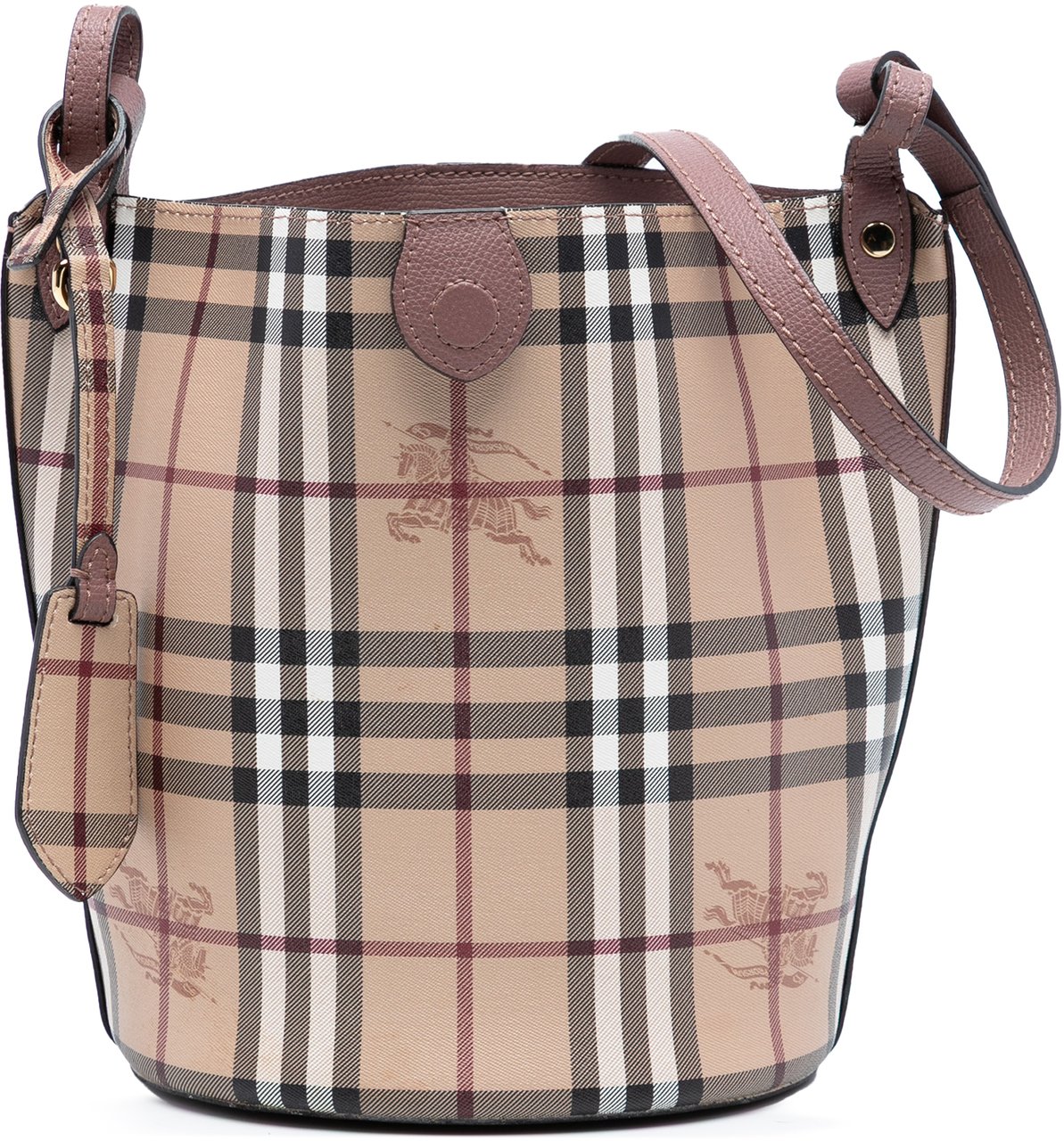 Burberry Haymarket Check Coated Canvas Bucket Bag Bruin