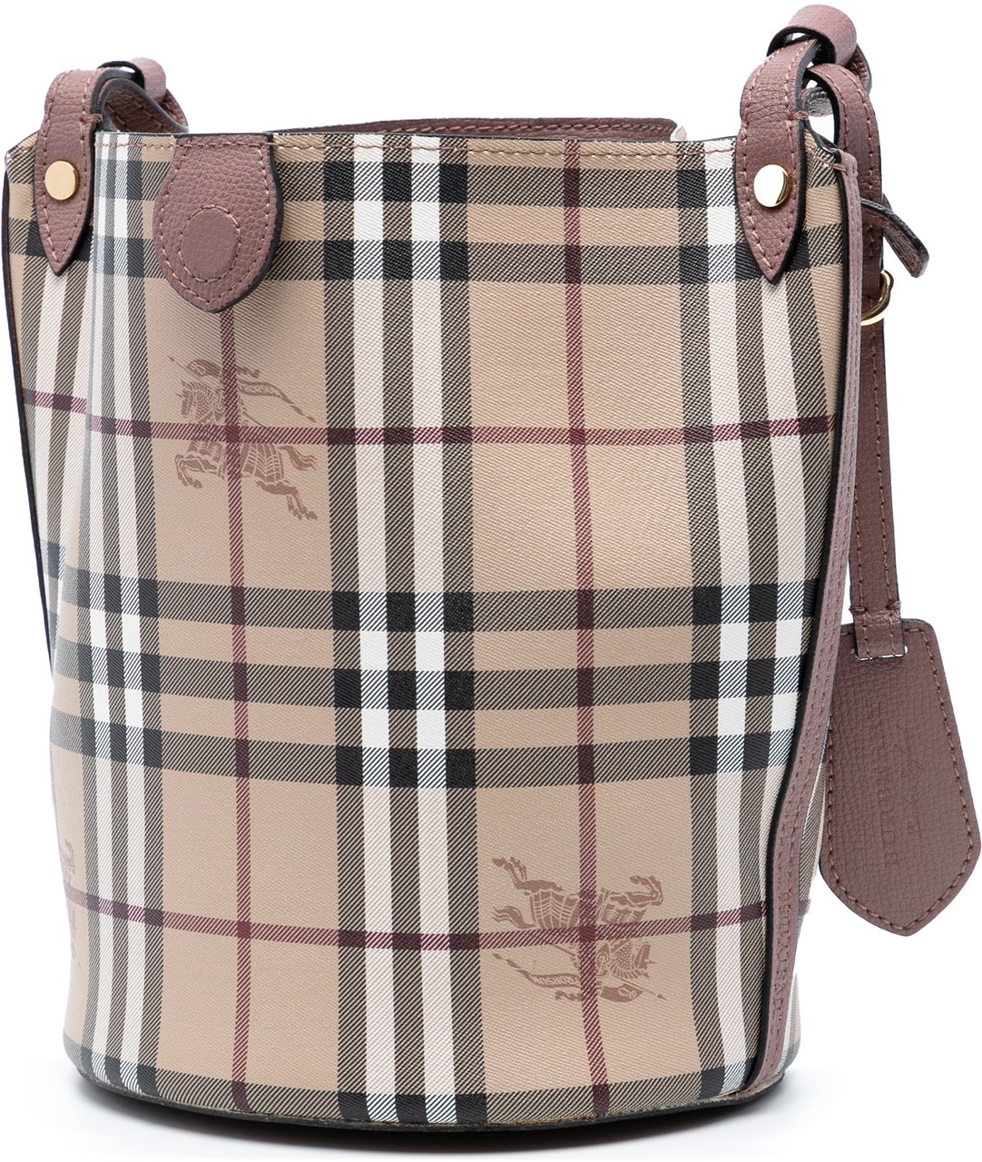 Burberry Haymarket Check Coated Canvas Bucket Bag Bruin