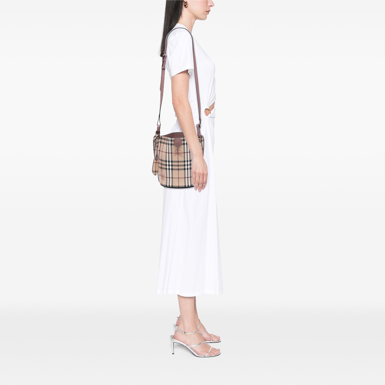 Burberry Haymarket Check Coated Canvas Bucket Bag Bruin