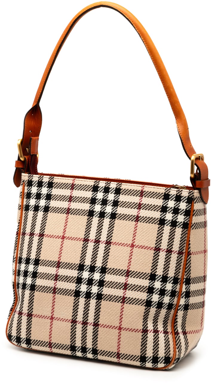 Burberry House Check Tweed Shoulder Bag Bruin