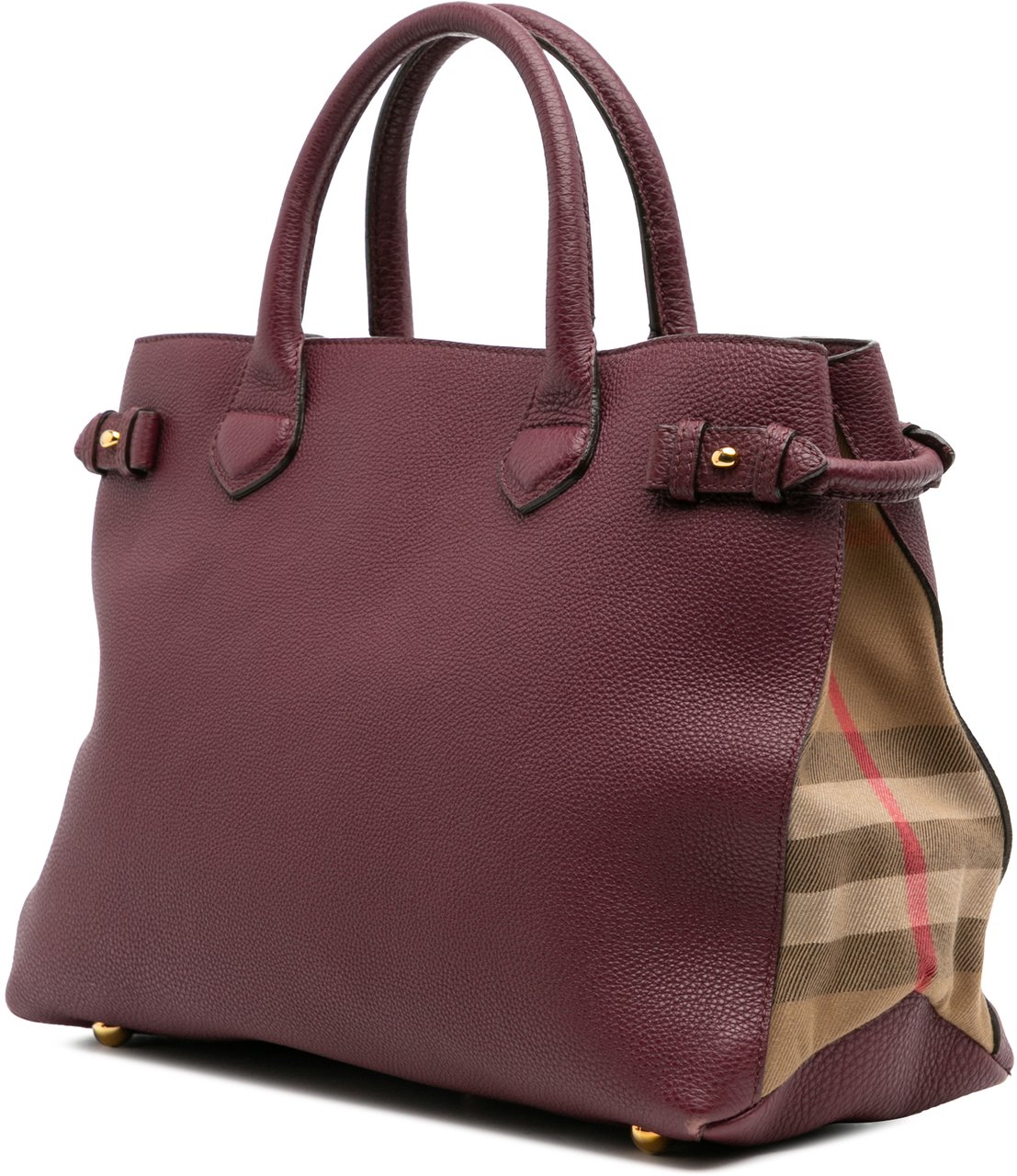 Burberry Medium Leather and House Check Banner Satchel Rood