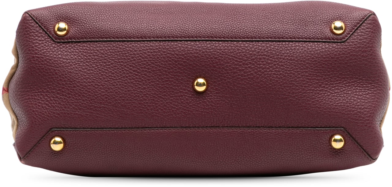 Burberry Medium Leather and House Check Banner Satchel Rood