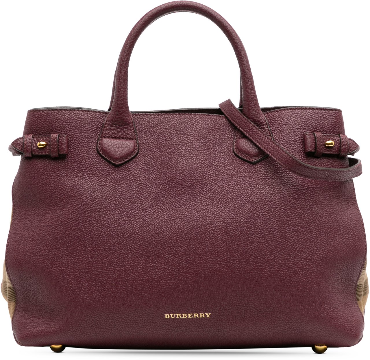 Burberry Medium Leather and House Check Banner Satchel Rood