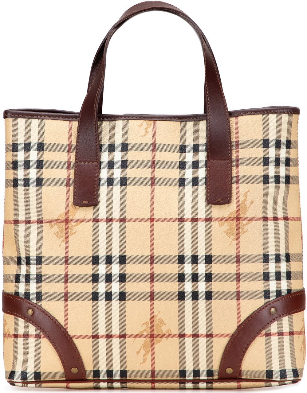Burberry Haymarket Check Coated Canvas Tote Bruin