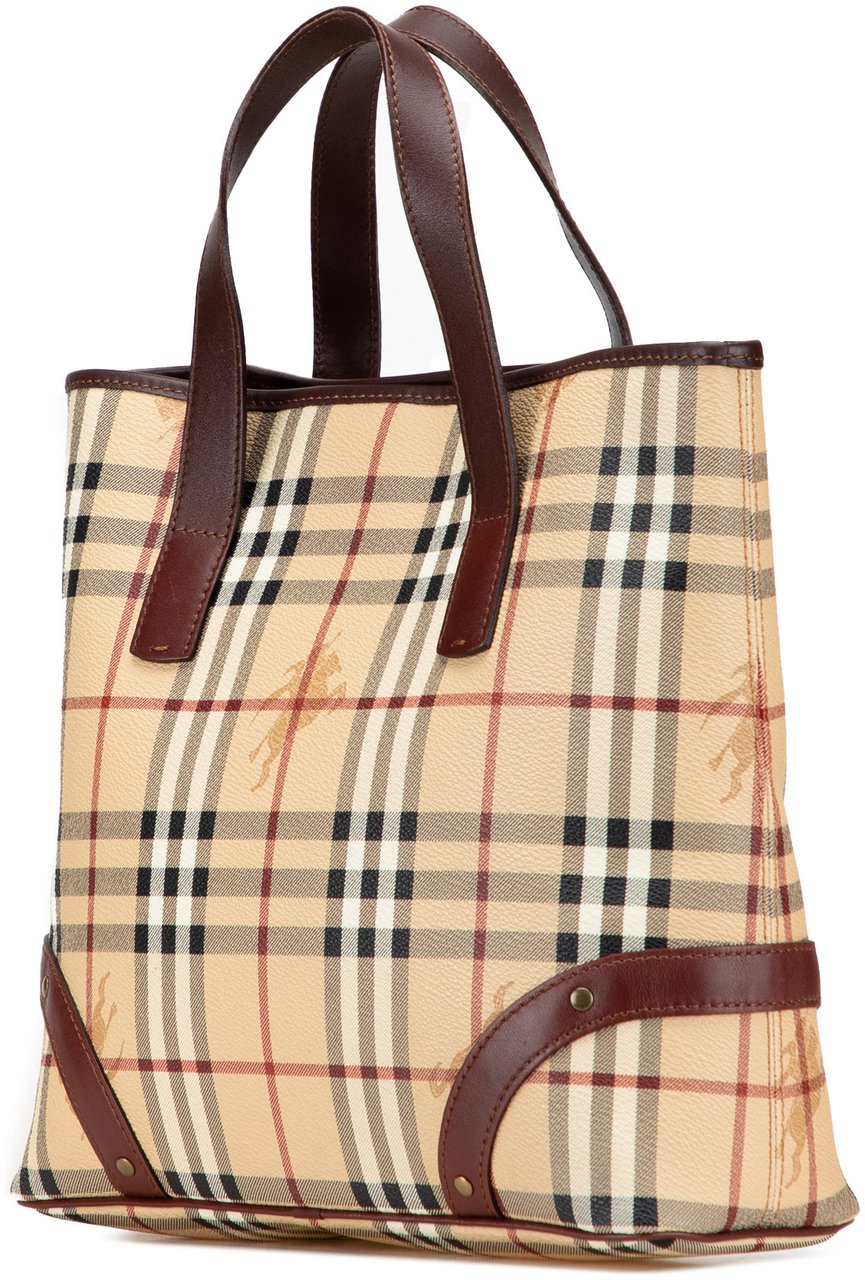 Burberry Haymarket Check Coated Canvas Tote Bruin
