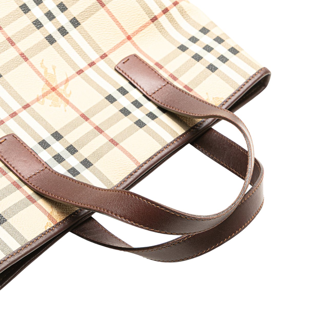 Burberry Haymarket Check Coated Canvas Tote Bruin
