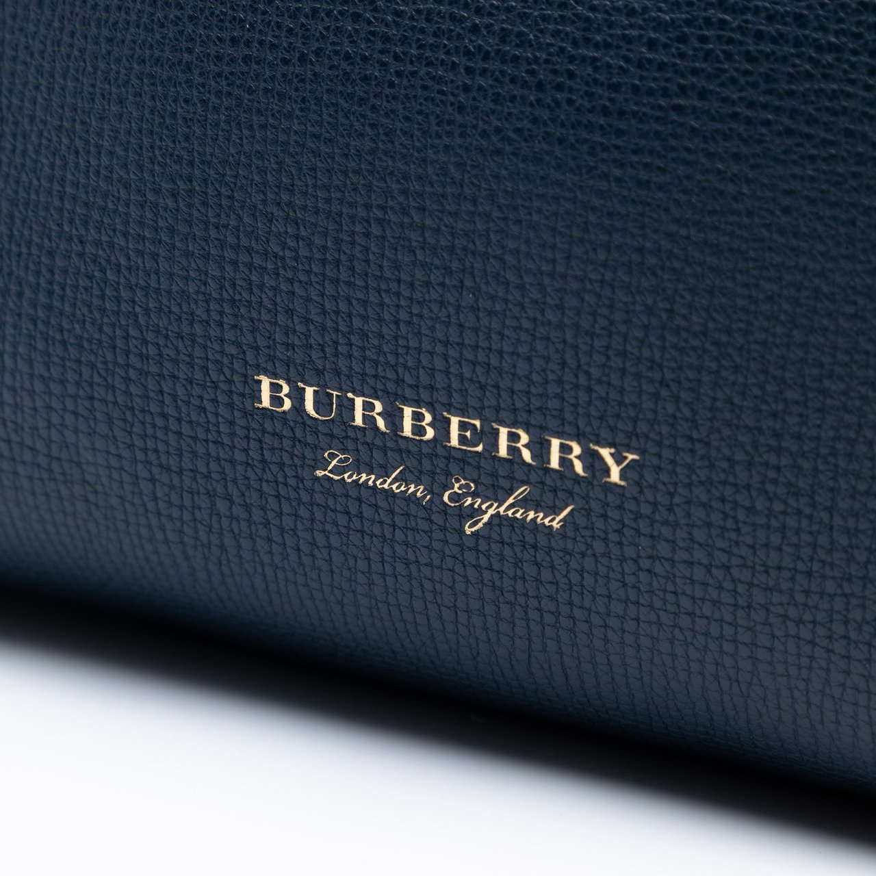 Burberry Small Grainy Calfskin and House Check Banner Satchel Blauw