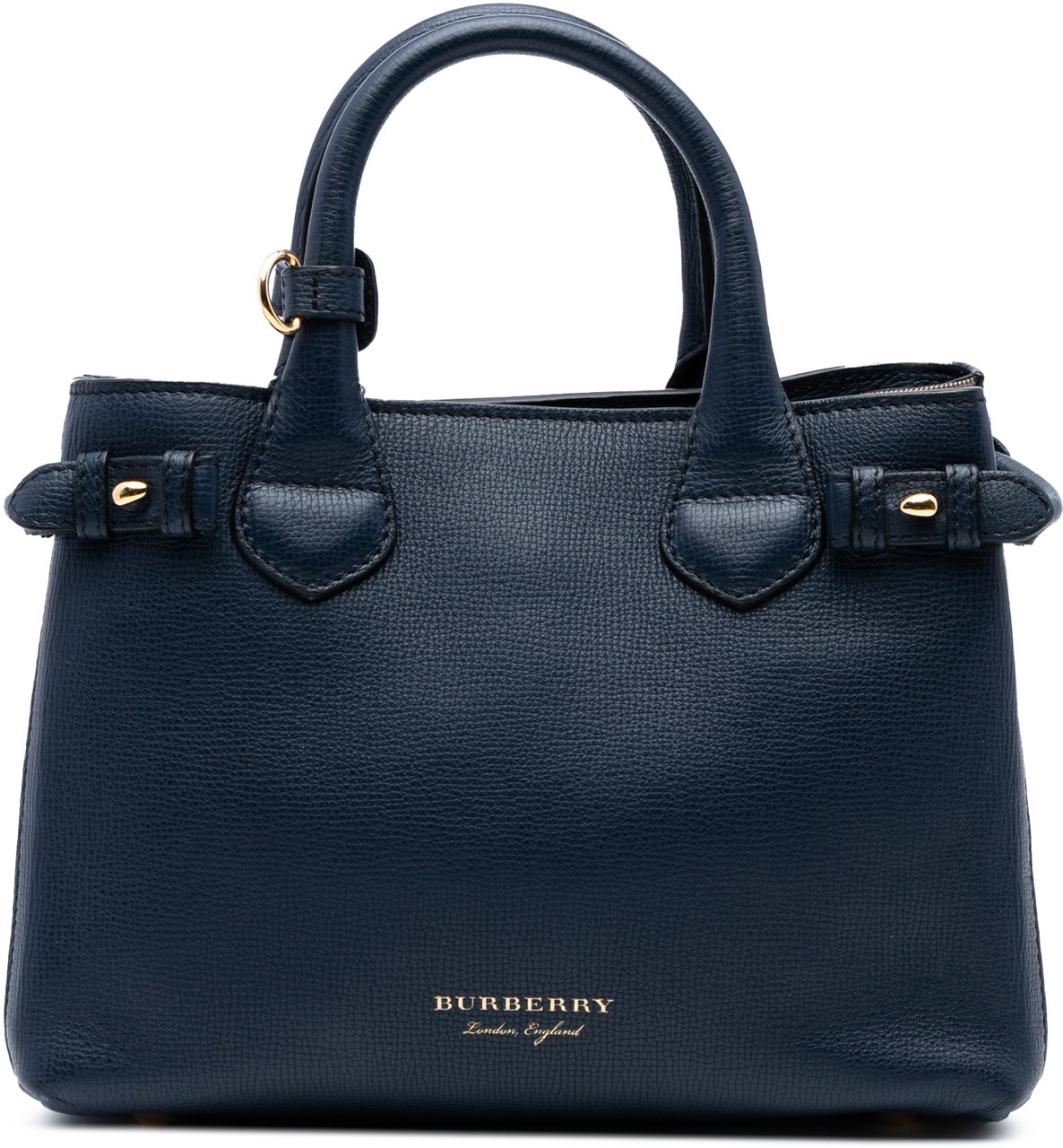 Burberry Small Grainy Calfskin and House Check Banner Satchel Blauw