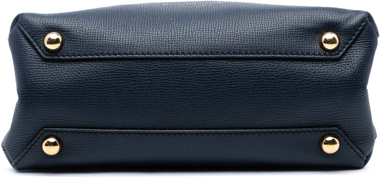 Burberry Small Grainy Calfskin and House Check Banner Satchel Blauw