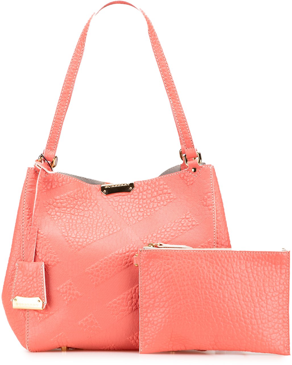 Burberry Small Embossed Grain Check Canterbury Tote Roze