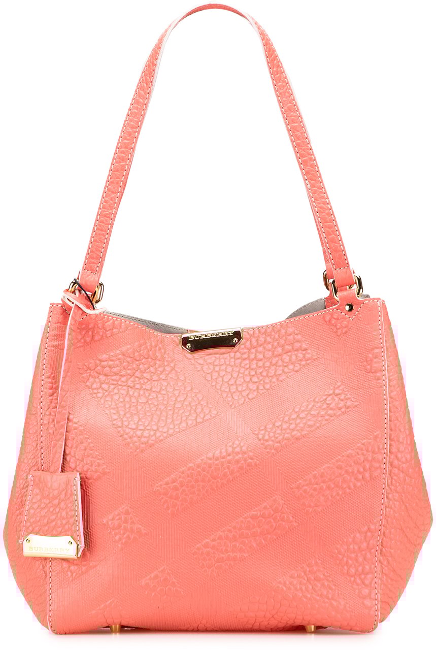Burberry Small Embossed Grain Check Canterbury Tote Roze