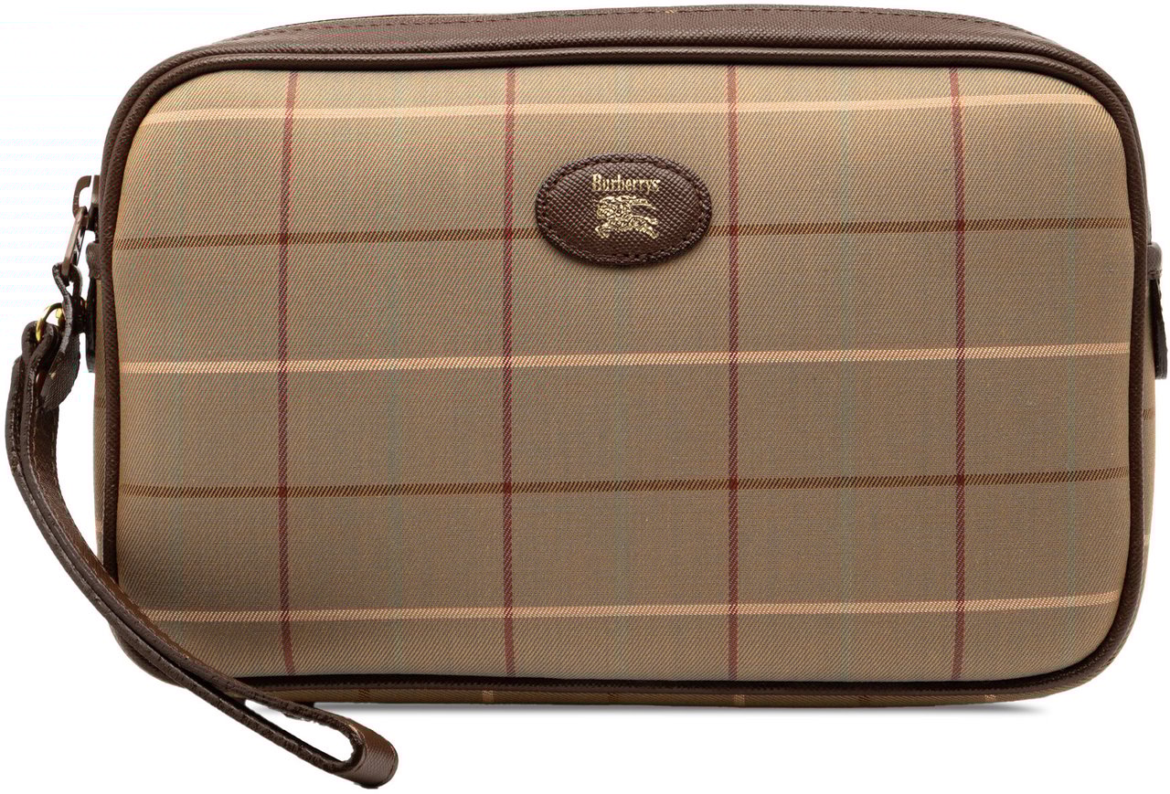 Burberry Vintage Check Canvas Clutch Bruin