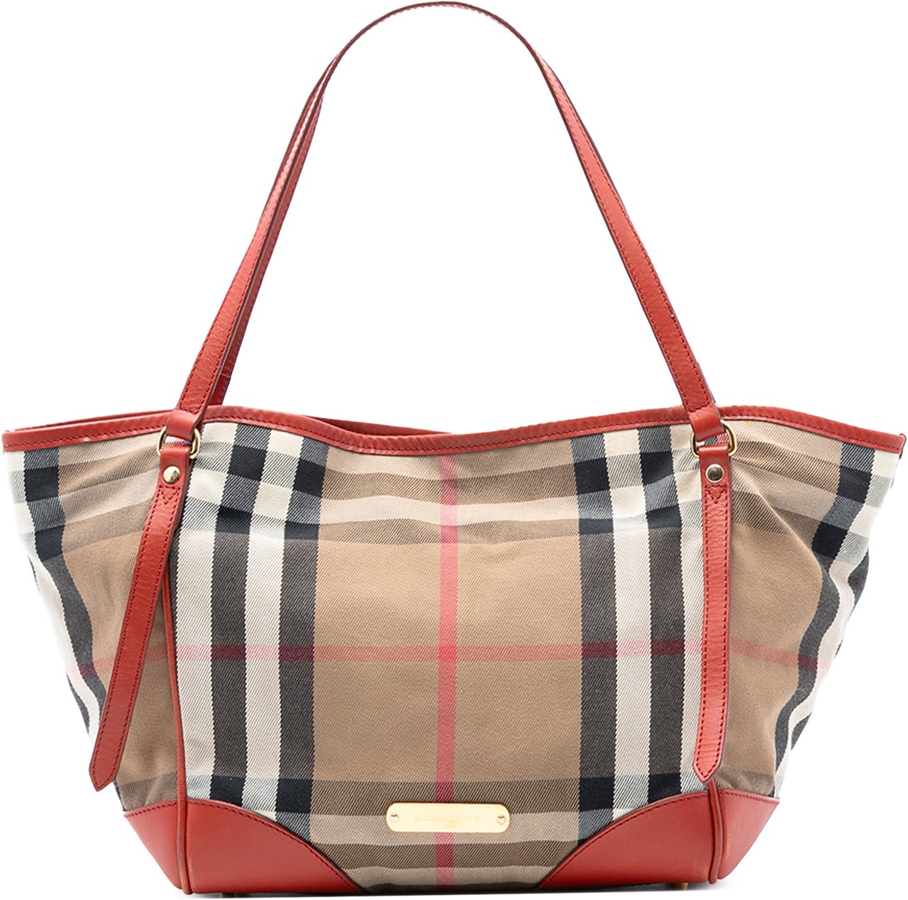Burberry Small House Check Canvas Canterbury Tote Bruin