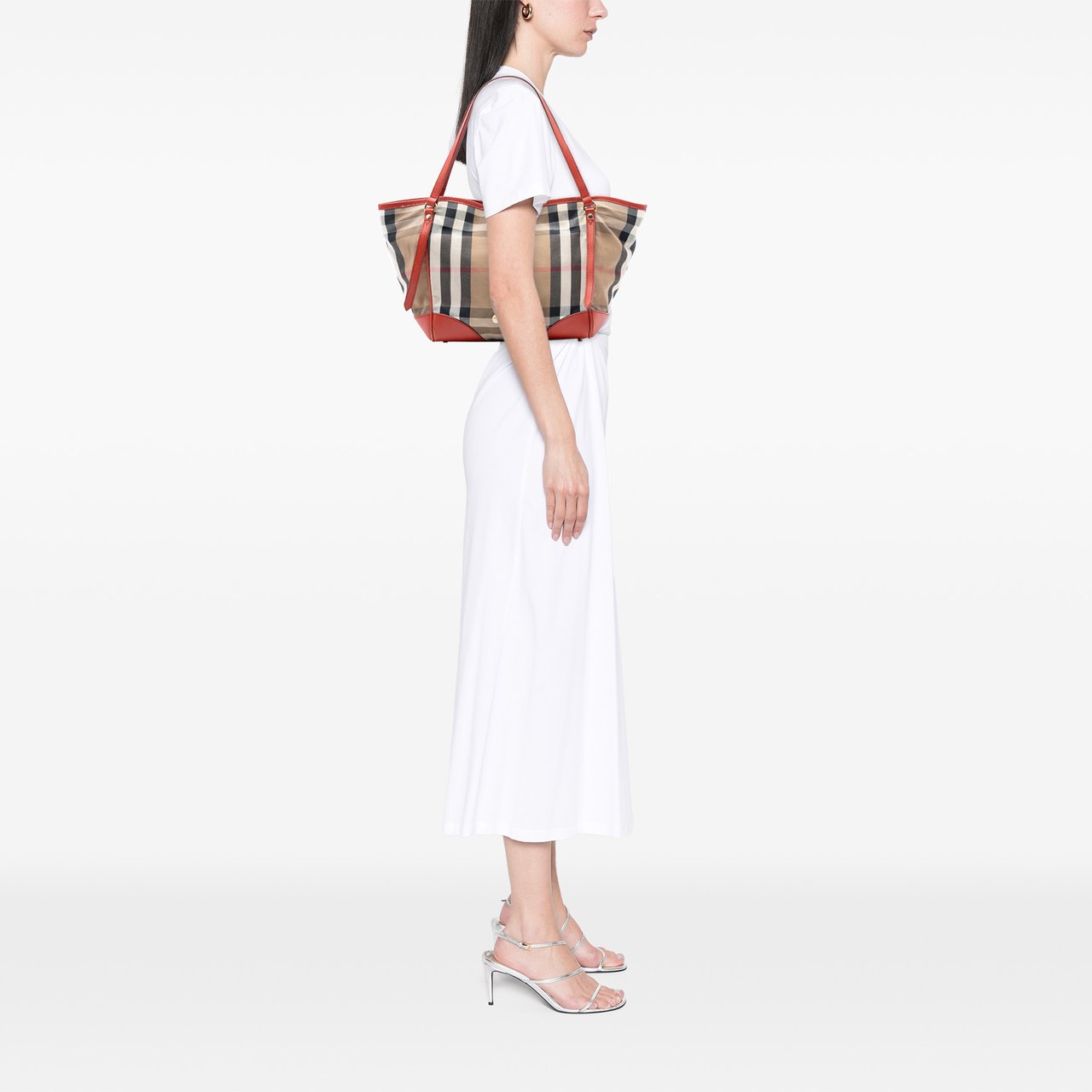 Burberry Small House Check Canvas Canterbury Tote Bruin