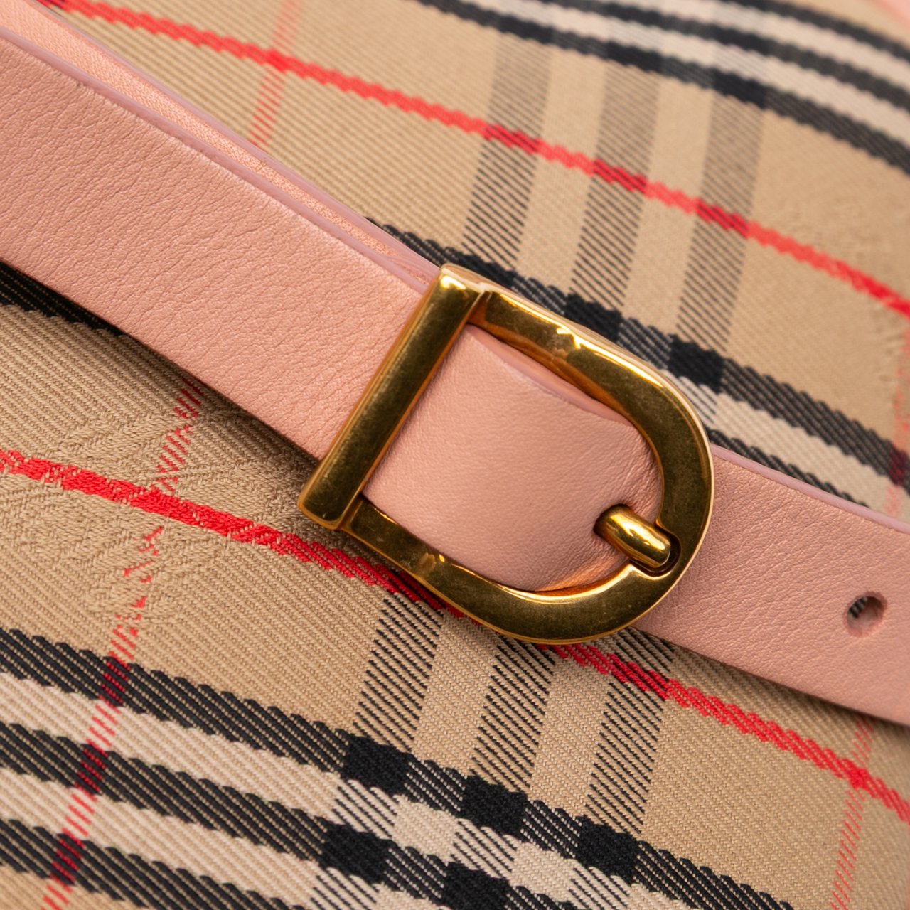Burberry 1983 Knight Check Canvas and Calfskin Link Camera Bag Bruin
