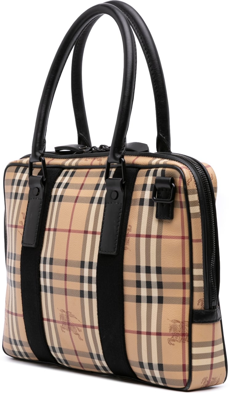 Burberry Haymarket Check Coated Canvas Business Bag Bruin