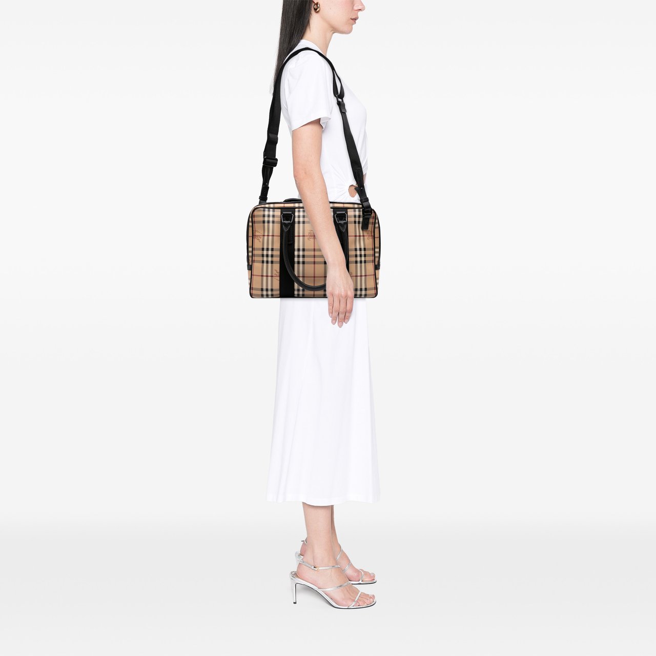 Burberry Haymarket Check Coated Canvas Business Bag Bruin