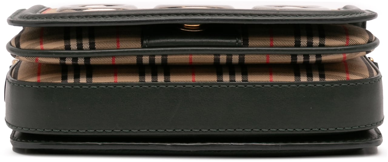 Burberry 1983 Knight Check Canvas and Smooth Calfskin Grommet Chain Crossbody Bruin