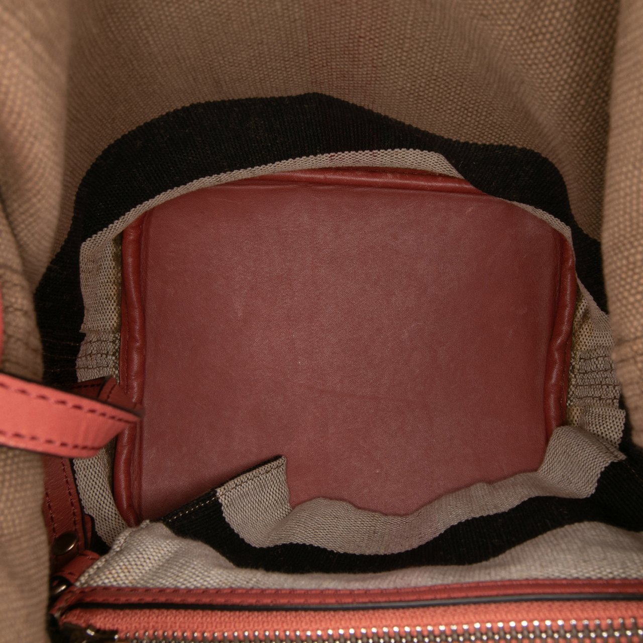 Burberry Mini Mega Check Canvas Ashby Tassel Bucket Bag Bruin