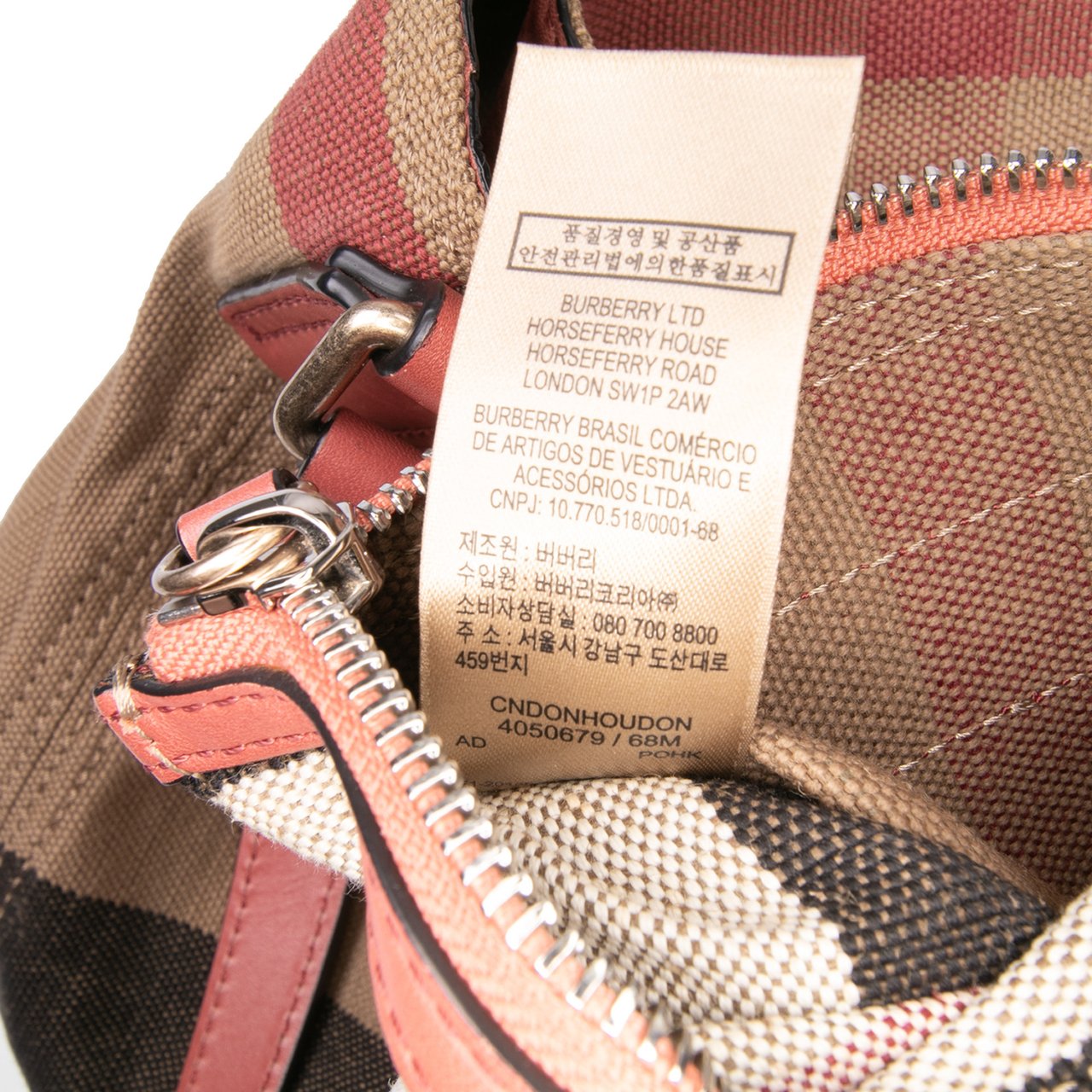 Burberry Mini Mega Check Canvas Ashby Tassel Bucket Bag Bruin