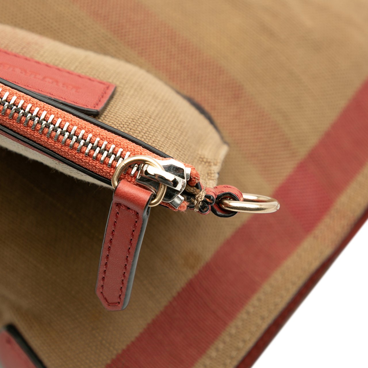 Burberry Mini Mega Check Canvas Ashby Tassel Bucket Bag Bruin