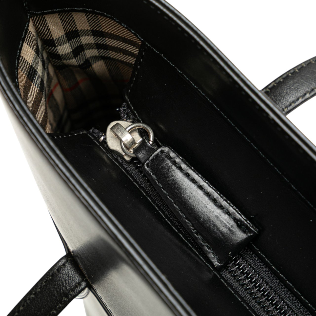 Burberry House Check Trimmed Leather Shoulder Bag Zwart