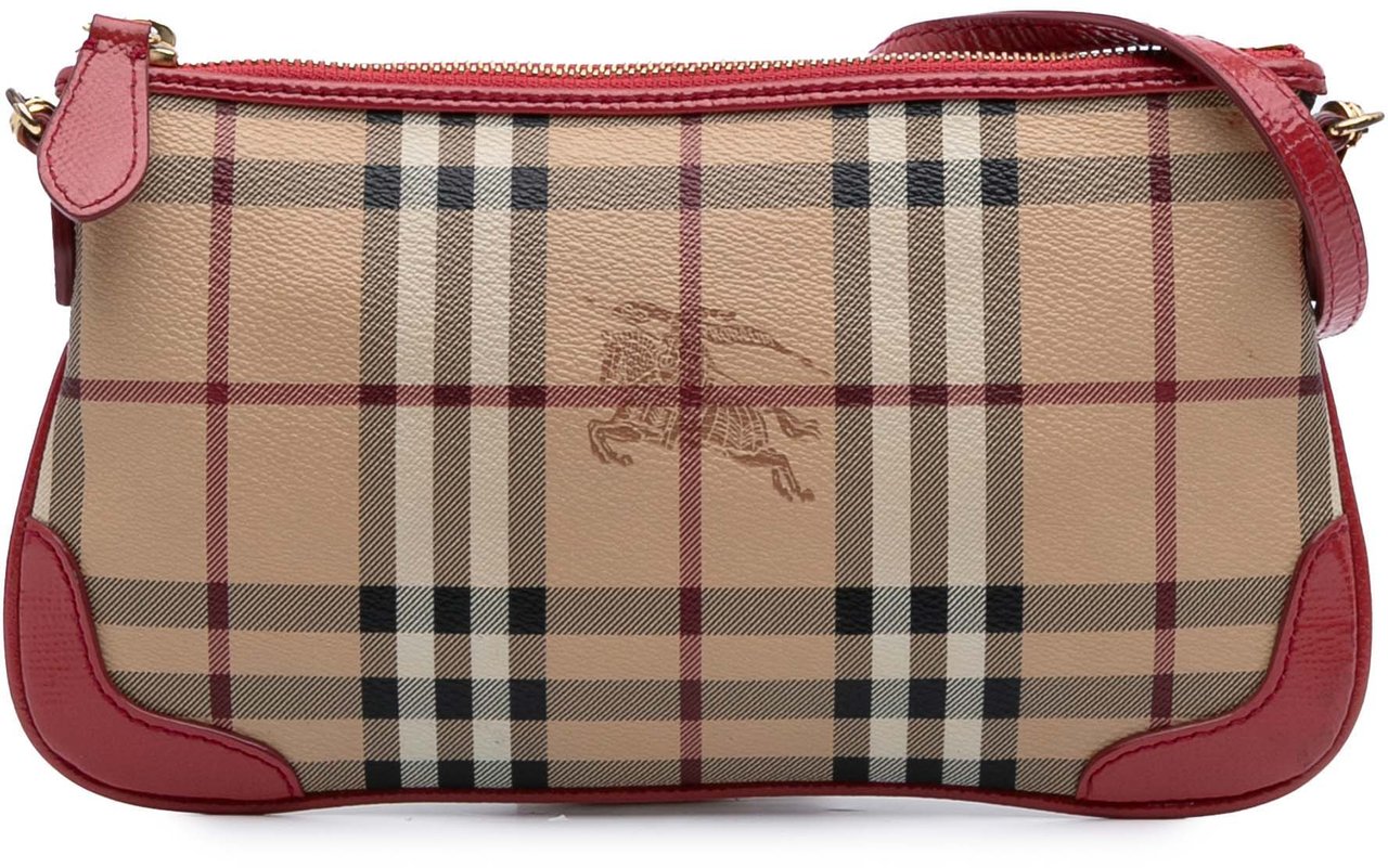 Burberry Haymarket Check Coated Canvas Peyton Crossbody Bruin