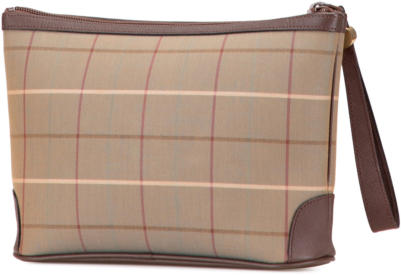 Burberry Vintage Check Canvas Wristlet Clutch Bruin