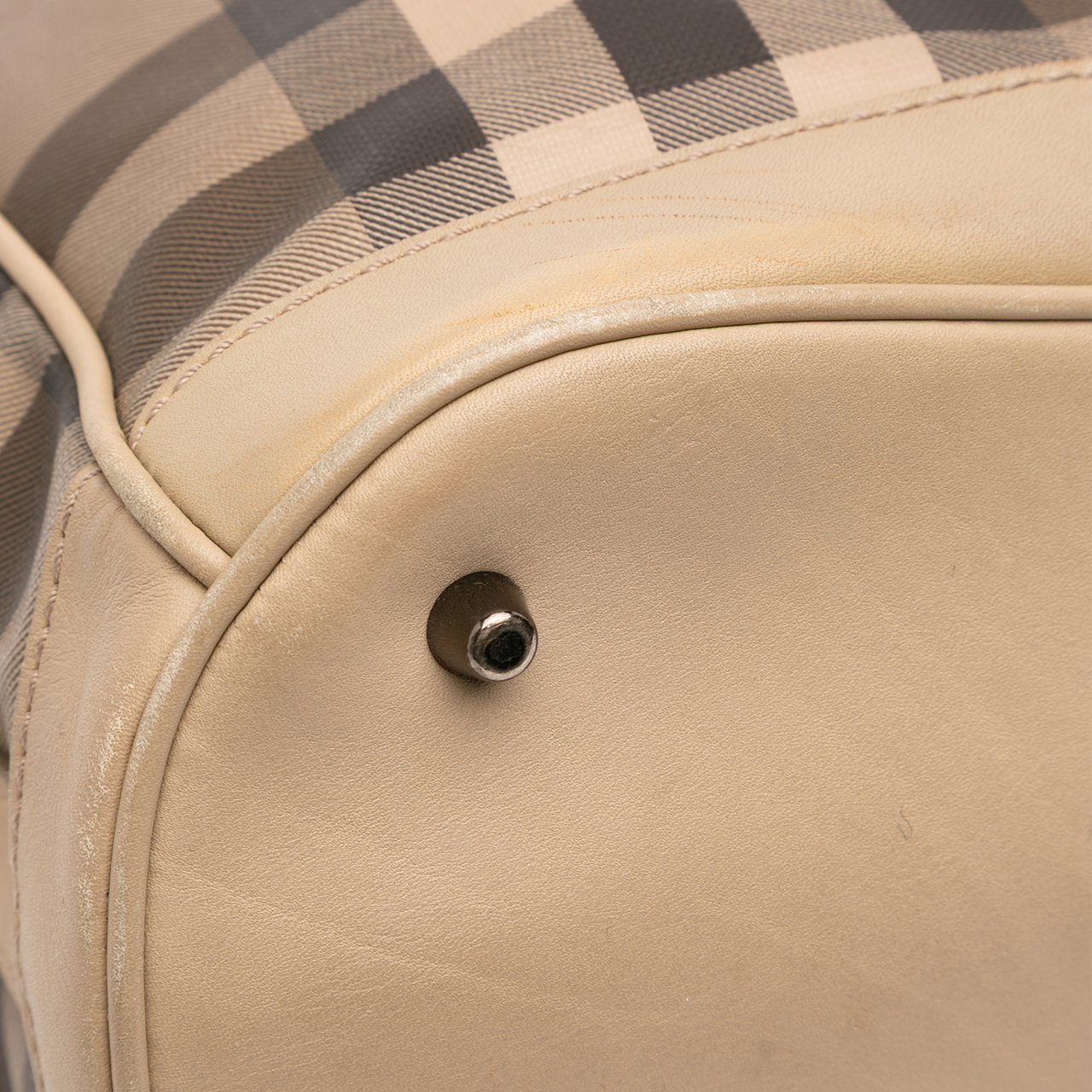 Burberry Medium Smoke Check Coated Canvas Walden Belted Hobo Bruin