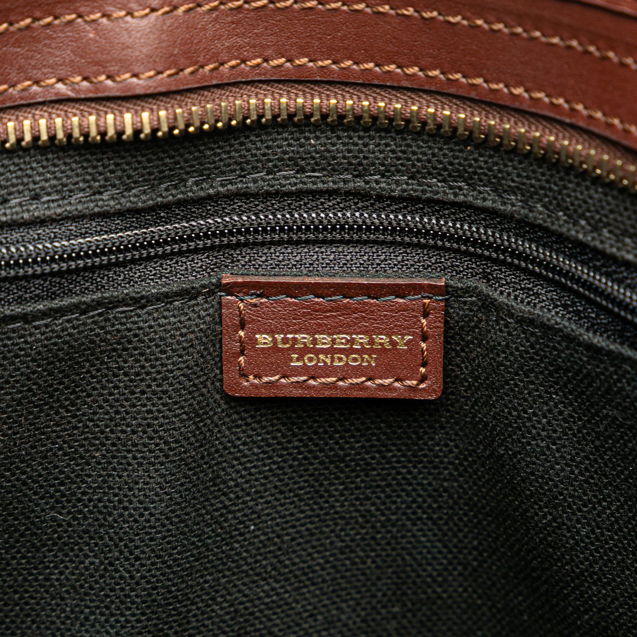 Burberry Haymarket Check Coated Canvas Studded Tote Bruin