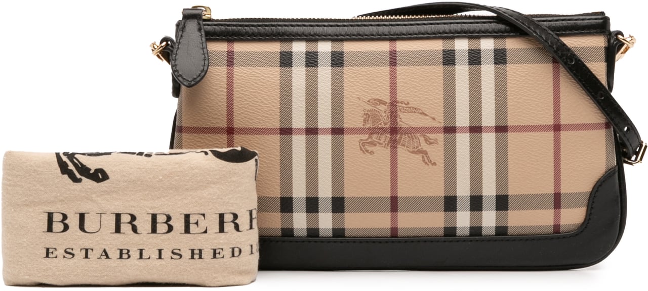 Burberry Haymarket Check Coated Canvas Crossbody Bruin
