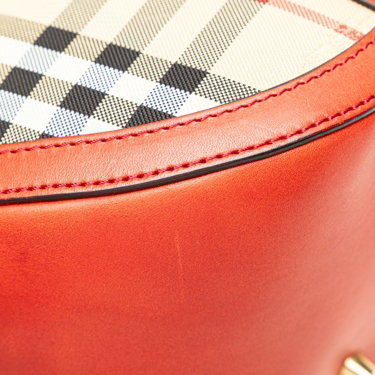 Burberry Small Haymarket Check Canvas Orchard Bowling Bag Bruin