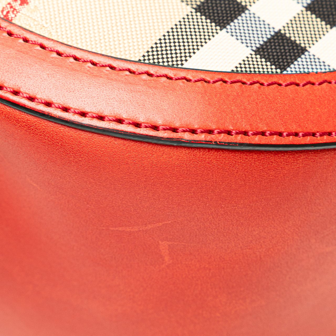 Burberry Small Haymarket Check Canvas Orchard Bowling Bag Bruin